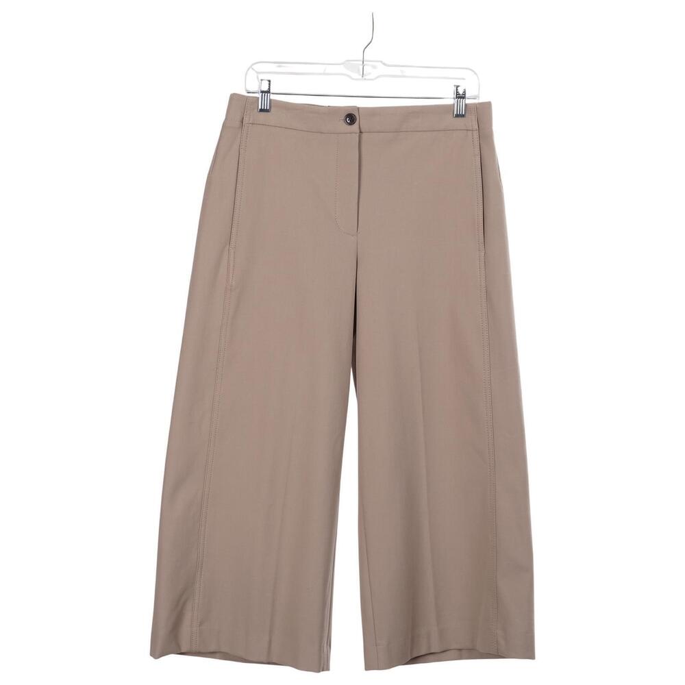 NWT Ann Taylor The Marina Pants 10P Khaki Beige Wide Leg Crop High Rise Pockets